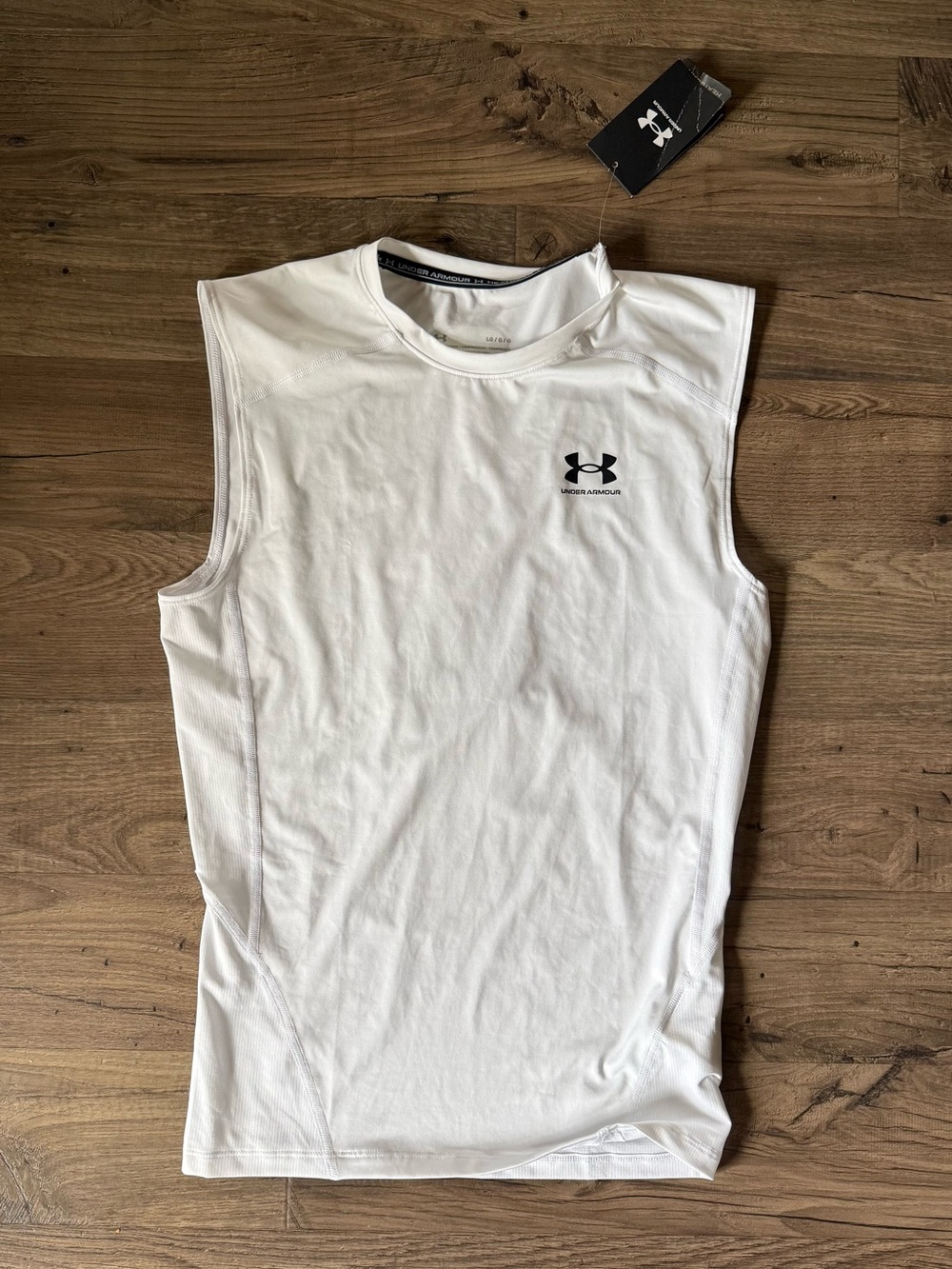 Under Armour Men’s White Sleeveless Athletic Compression Tank
